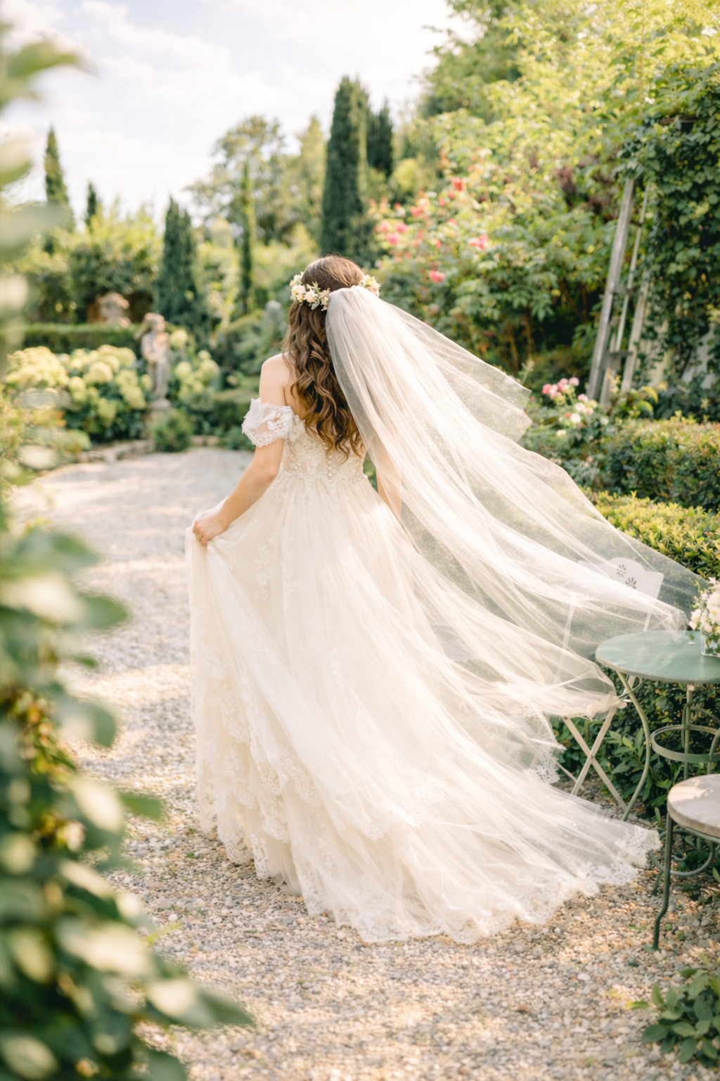 Braut im Korallenriffzimmer original Polz Garten Platz mit Inspiration der Braut